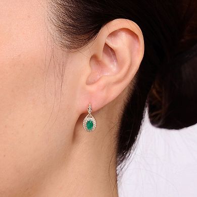 Gemminded 10k Gold Emerald & 1/5 Carat T.W. Diamond Drop Earrings