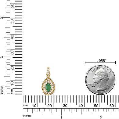 Gemminded 10k Gold Emerald & 1/6 Carat T.W. Diamond Pendant Necklace