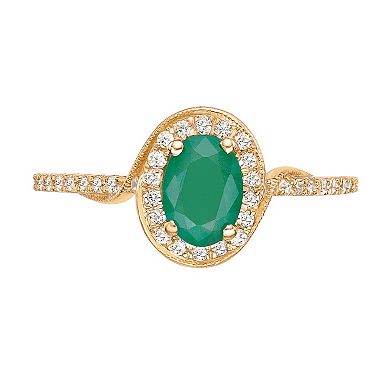 Gemminded 10k Gold Emerald & 1/4 Carat T.W. Diamond Halo Ring