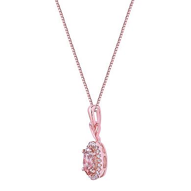Gemminded 10k Rose Gold Morganite & 1/8 Carat T.W. Diamond Pendant Necklace