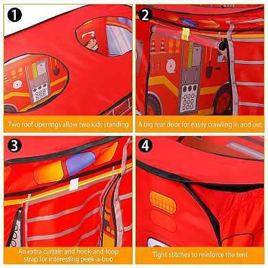 Kids, Red, Play Tent Foldable Pop-up Fire Truck With Carry Bag