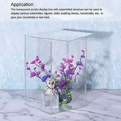 Acrylic Display Case Plastic Box Cube Storage Box Assemble Showcase 14"x8.3"x8"