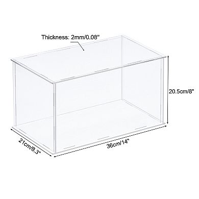 Acrylic Display Case Plastic Box Cube Storage Box Assemble Showcase 14"x8.3"x8"