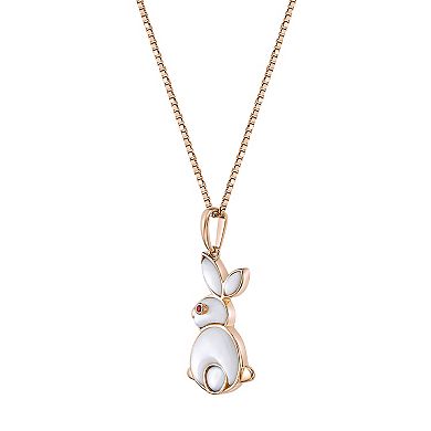 Gemminded 18k Gold over Sterling Silver Mother-of-Pearl & Garnet Rabbit Pendant Necklace