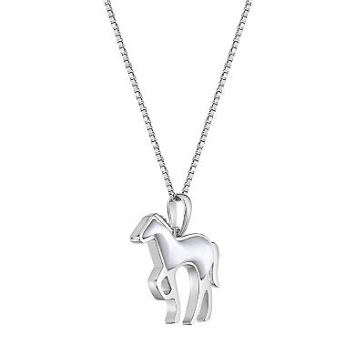 Gemminded Sterling Silver Mother-of-Pearl Horse Pendant Necklace