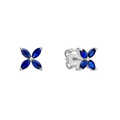 Gemminded Sterling Silver Lab-Created Sapphire Stud Earrings