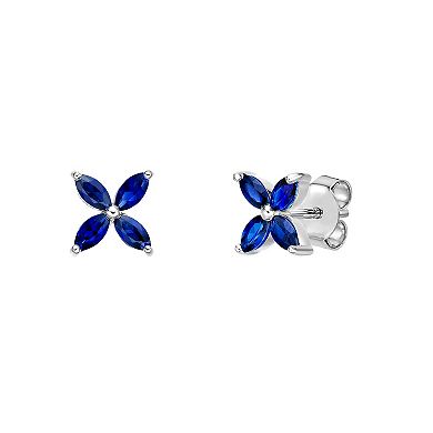 Gemminded Sterling Silver Lab-Created Sapphire Stud Earrings