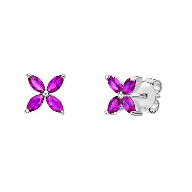 Gemminded Sterling Silver Lab-Created Ruby Stud Earrings
