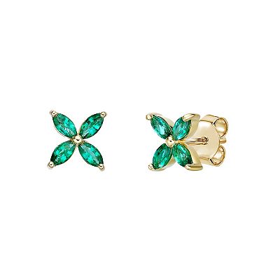 Gemminded 18k Gold over Sterling Silver Lab-Created Emerald Stud Earrings