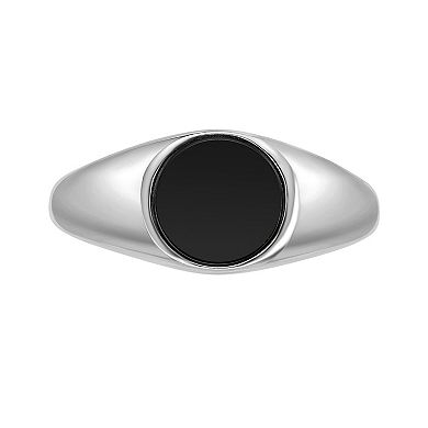 Gemminded Sterling Silver Black Onyx Signet Ring
