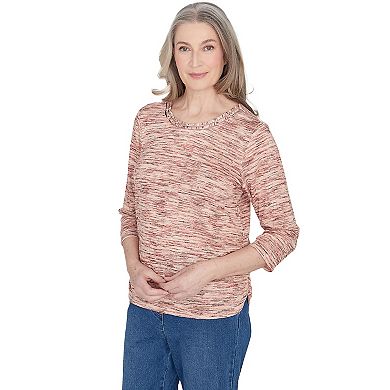 Women's Alfred Dunner Warm Space Dye Beaded Neck Top
