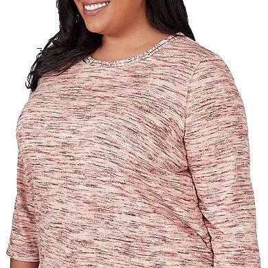Plus Size Alfred Dunner Warm Space Dye Beaded Neck Top