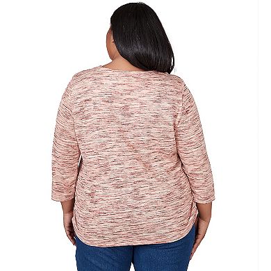 Plus Size Alfred Dunner Warm Space Dye Beaded Neck Top