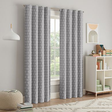 Eclipse Kids Dot Clip 100% Blackout Rod Pocket Back Tab Curtain Panel