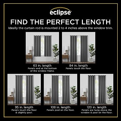 Eclipse Pembroke 100% Blackout Faux Linen Grommet 2-Piece Window Curtains Set