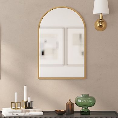 Merrick Lane Muriel Arched Metal Framed Wall Mirror for Entryways, Dining Rooms, and Living Rooms