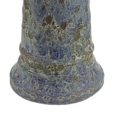 Sunnydaze Rennes 22.5" Ceramic Bird Bath With Lava Finish - Blue