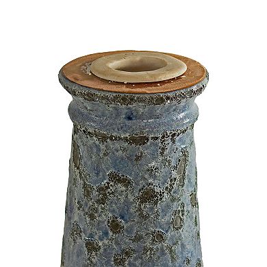 Sunnydaze Rennes 22.5" Ceramic Bird Bath With Lava Finish - Blue