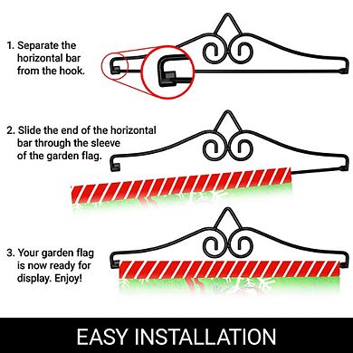G128 Combo Set: Garden Flag Hanger And Garden Flag Merry Christmas Mittens 12"x18"