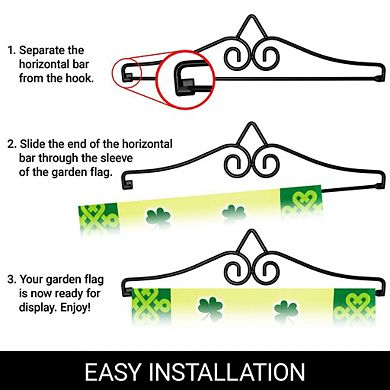G128 Combo Set: Garden Flag Hanger And Garden Flag Large Clover 12"x18"