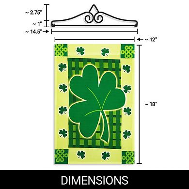 G128 Combo Set: Garden Flag Hanger And Garden Flag Large Clover 12"x18"