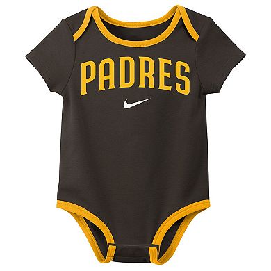 Newborn Nike San Diego Padres Three-Pack Bodysuit Set