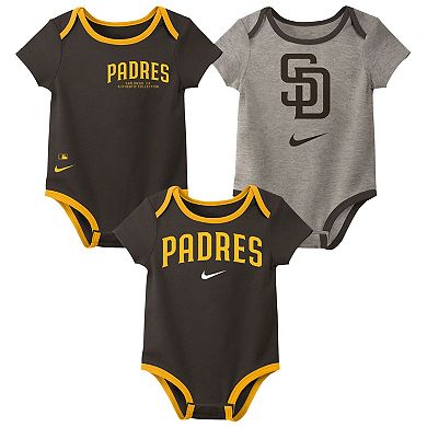 Newborn Nike San Diego Padres Three-Pack Bodysuit Set