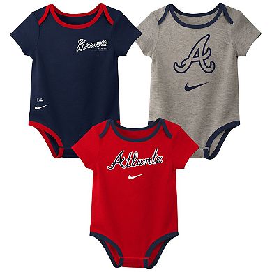 Infant Nike Atlanta Braves Authentic Collection Three-Pack Bodysuit Set