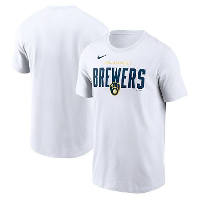 Men's Nike White Milwaukee Brewers Home Team Bracket Stack T-Shirt