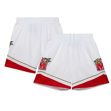 Men's Mitchell & Ness White Maryland Terrapins 2001/02 Throwback Jersey Shorts