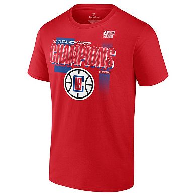 Men's Fanatics Branded  Red LA Clippers 2024 Pacific Division Champions Locker Room T-Shirt