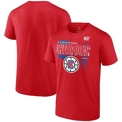 Men's Fanatics Branded  Red LA Clippers 2024 Pacific Division Champions Locker Room T-Shirt