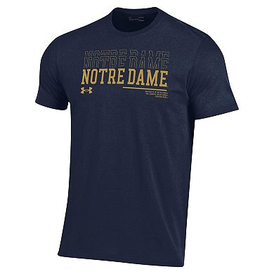 Men's Under Armour Navy Notre Dame Fighting Irish 2024 Sideline Wordmark Performance T-Shirt