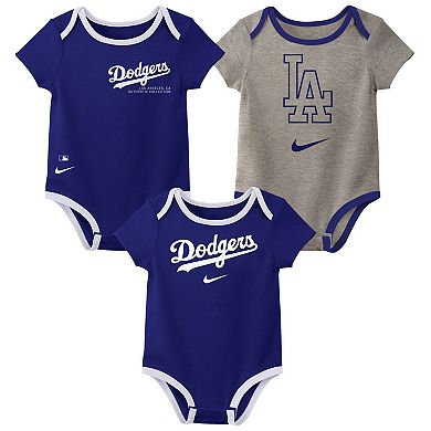 Newborn Nike Los Angeles Dodgers Three-Pack Bodysuit Set
