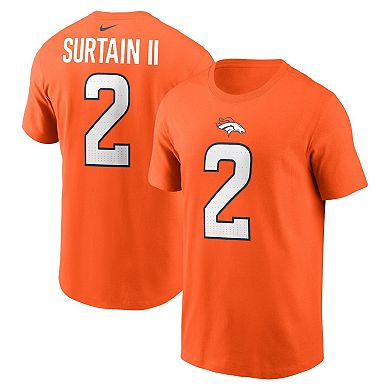 Men's Nike Patrick Surtain II Orange Denver Broncos Name & Number T-Shirt