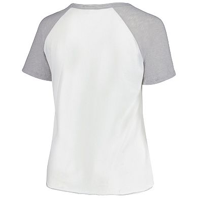Women's Soft as a Grape White Los Angeles Dodgers Plus Size Baseball Raglan T-Shirt