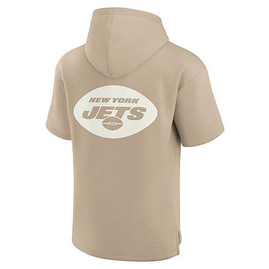 Unisex Fanatics Signature Khaki New York Jets Elements Super Soft Fleece Short Sleeve Pullover Hoodie
