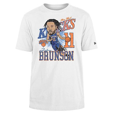 Men's New Era Jalen Brunson White New York Knicks Caricature Player T-Shirt