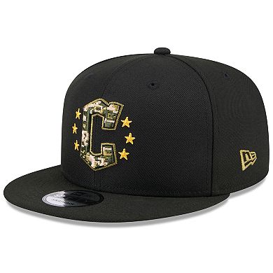 Men's New Era  Black Cleveland Guardians 2024 Armed Forces Day 9FIFTY Snapback Hat