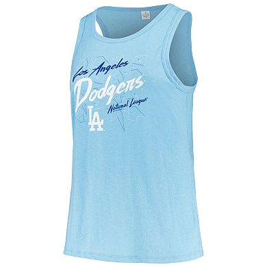 Women's Soft as a Grape Light Blue Los Angeles Dodgers Plus Size Curvy High Neck Tri-Blend Tank Top