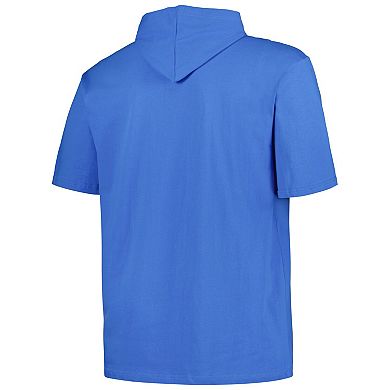 Men's Fanatics Branded Blue Detroit Lions Short Sleeve Pullover Hoodie