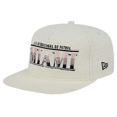 Men's New Era White Inter Miami CF Throwback Corduroy Golfer Adjustable Hat