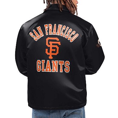 Men's Starter Black San Francisco Giants Option Route Satin Full-Snap Jacket