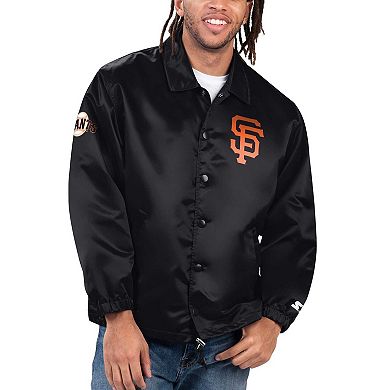 Men's Starter Black San Francisco Giants Option Route Satin Full-Snap Jacket