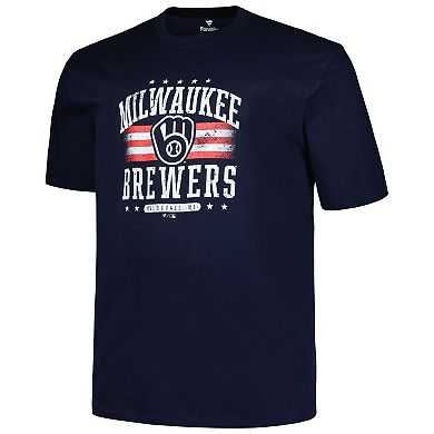 Men's Profile  Navy Milwaukee Brewers Big & Tall Americana T-Shirt