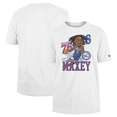 Men's New Era Tyrese Maxey White Philadelphia 76ers Caricature Player T-Shirt