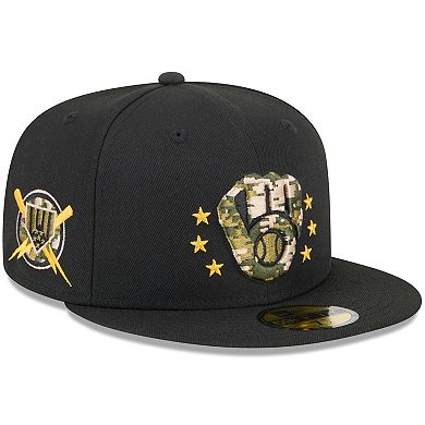 Men's New Era  Black Milwaukee Brewers 2024 Armed Forces Day On-Field 59FIFTY Fitted Hat