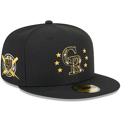 Men's New Era  Black Colorado Rockies 2024 Armed Forces Day On-Field 59FIFTY Fitted Hat