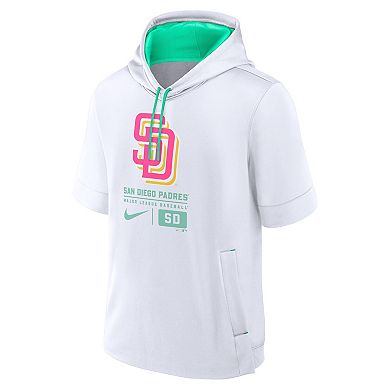 Men's Nike White San Diego Padres City Connect Color Block Short Sleeve Pullover Hoodie