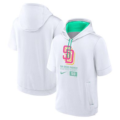Men's Nike White San Diego Padres City Connect Color Block Short Sleeve Pullover Hoodie